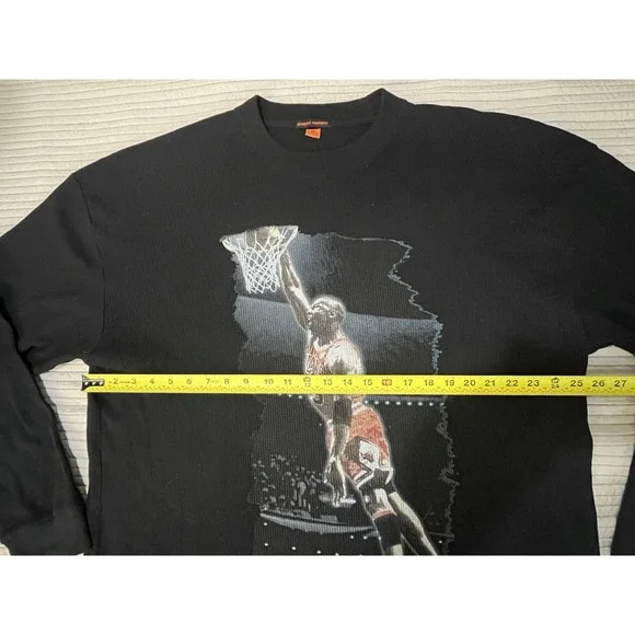 Vtg Members Property Michael Jordan Y2K Waffle Knit Long Sleeve Shirt Mens 3XL - Picture 8 of 12
